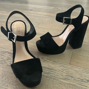 Schutz black suede HIGH platform sandals